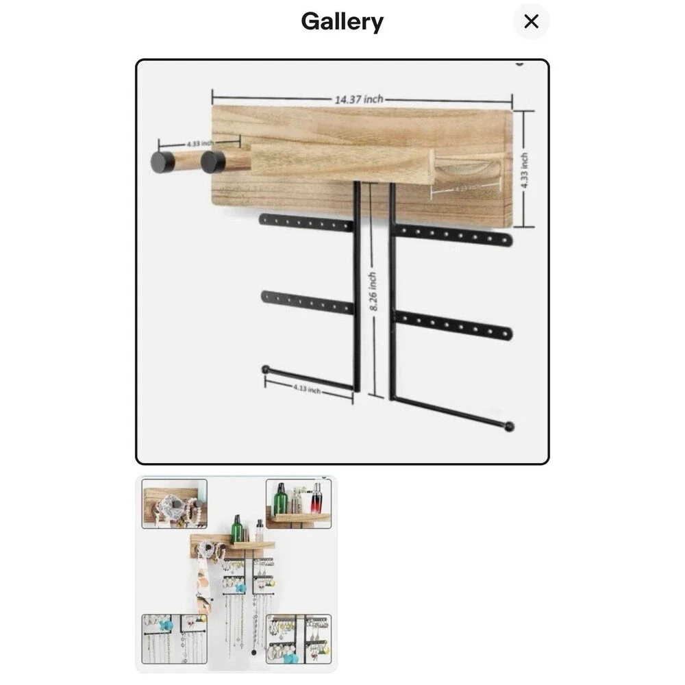 Wood Wall Jewelry Shelf. Look At Description In Photos.